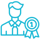 Expert professional with certification badge icon