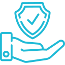 Safety assurance with shield icon